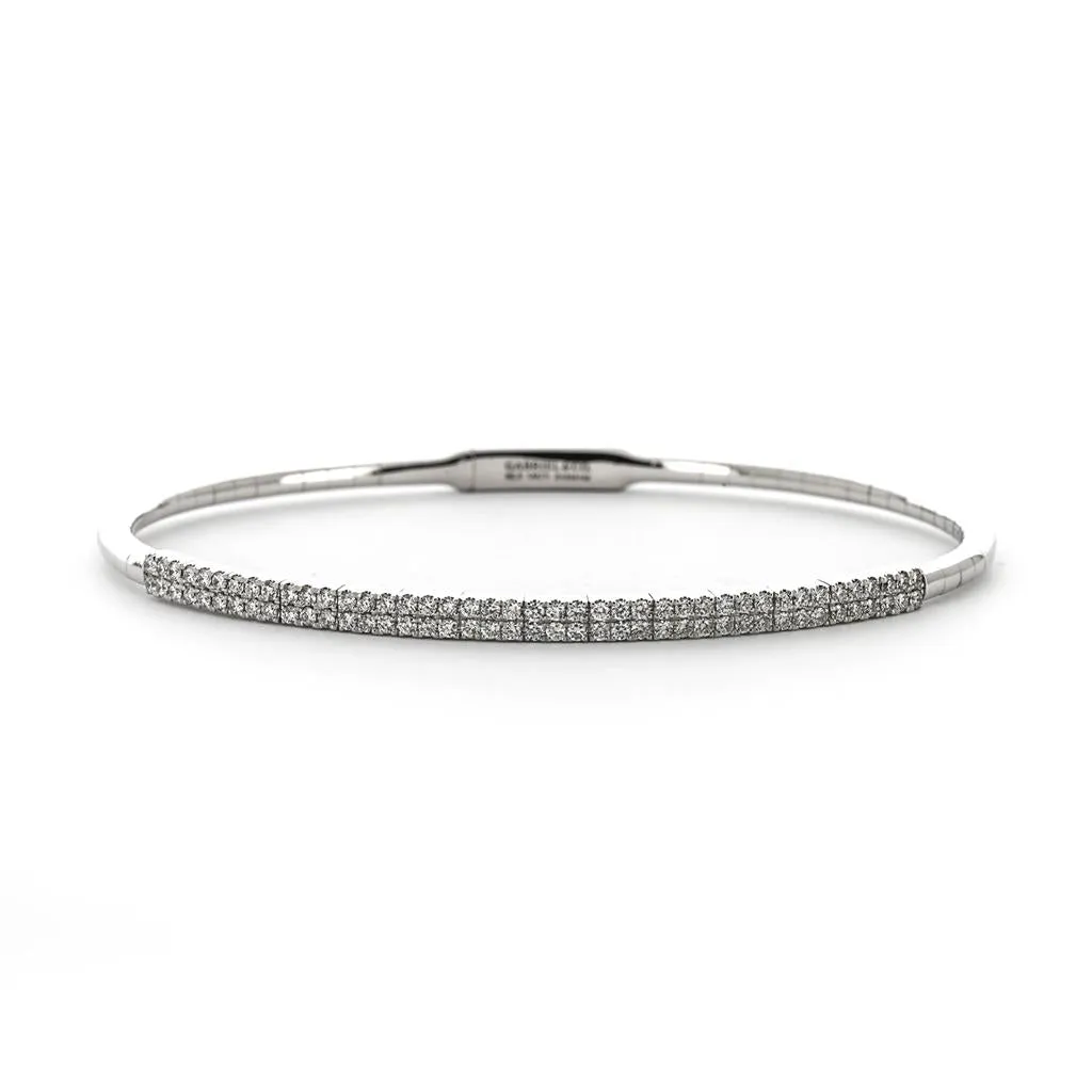 0.72ctw Two-Row Demure Bangle, 6.5" - White Gold