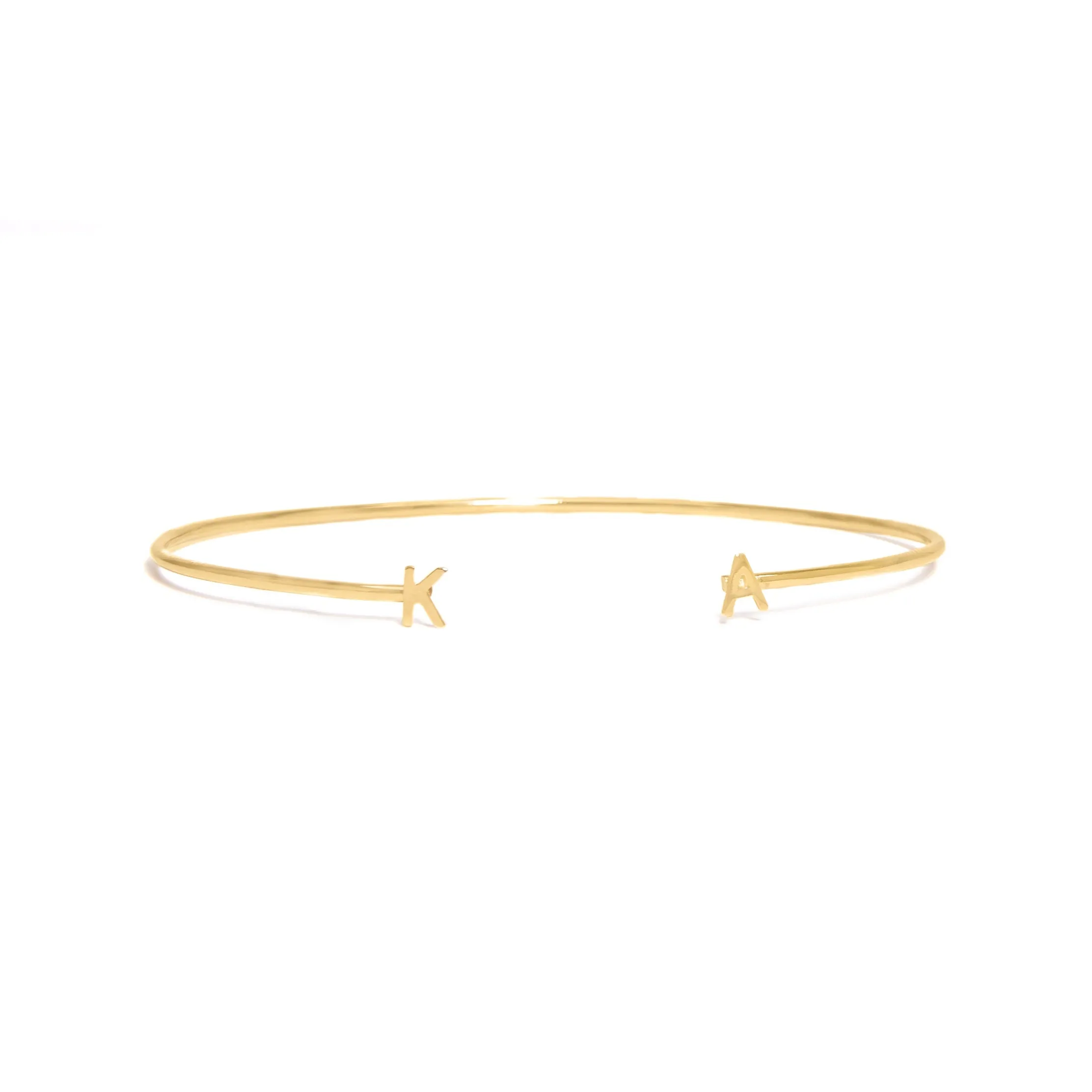 10K Yellow Gold Double Initial Bangle