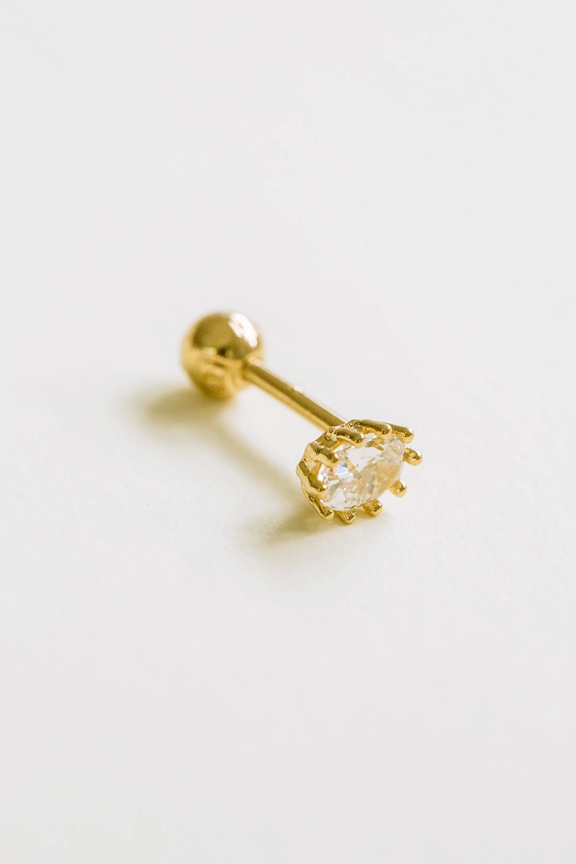 14k Gold Cubic Sunflower Barbell Ear Stud Piercing