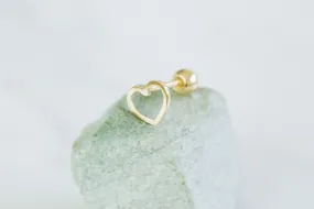 14k Gold Heart Barbell Ear Stud Piercing