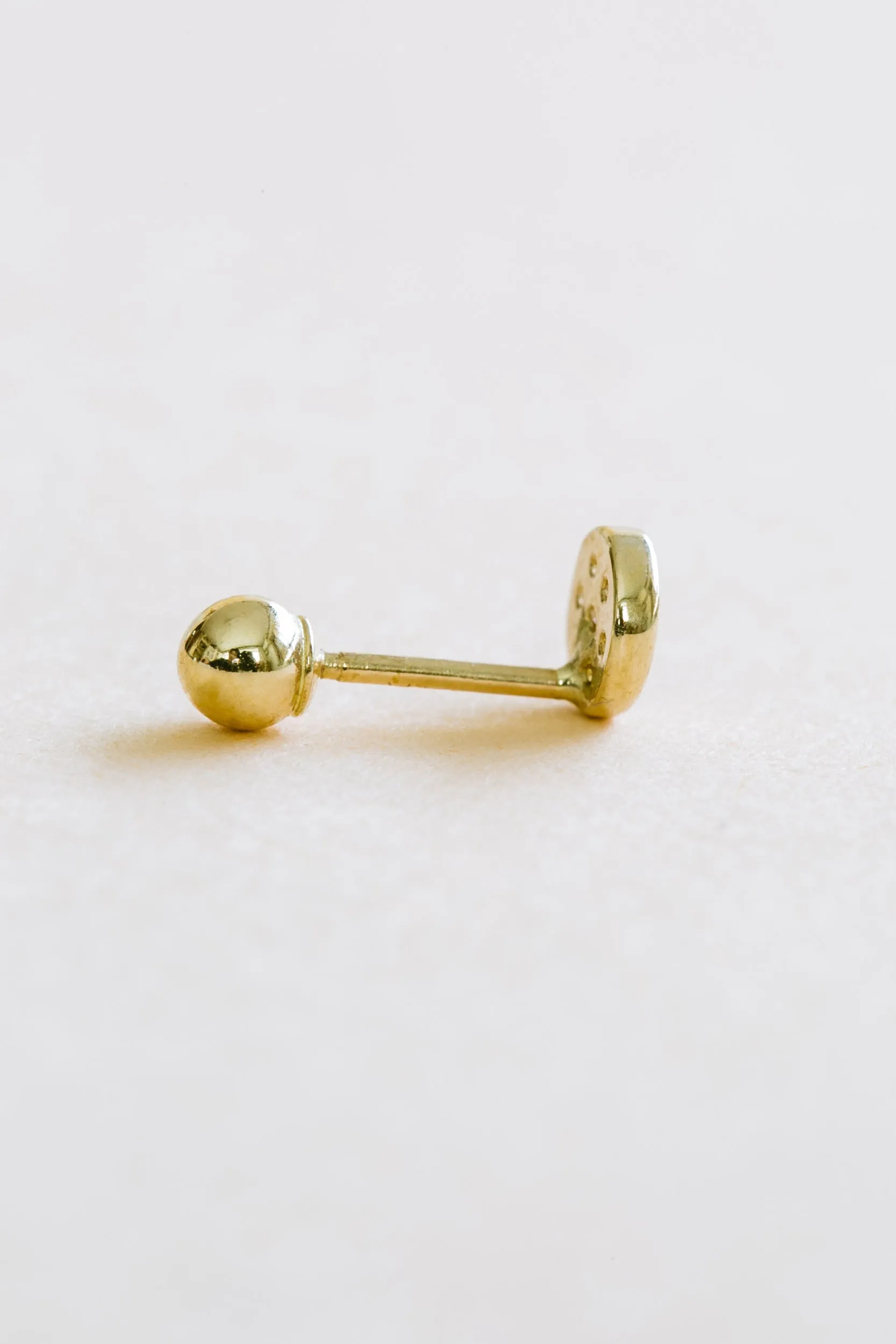 14k Gold Jewelry Round Flat Barbell Ear Stud Piercing