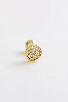 14k Gold Jewelry Round Flat Barbell Ear Stud Piercing