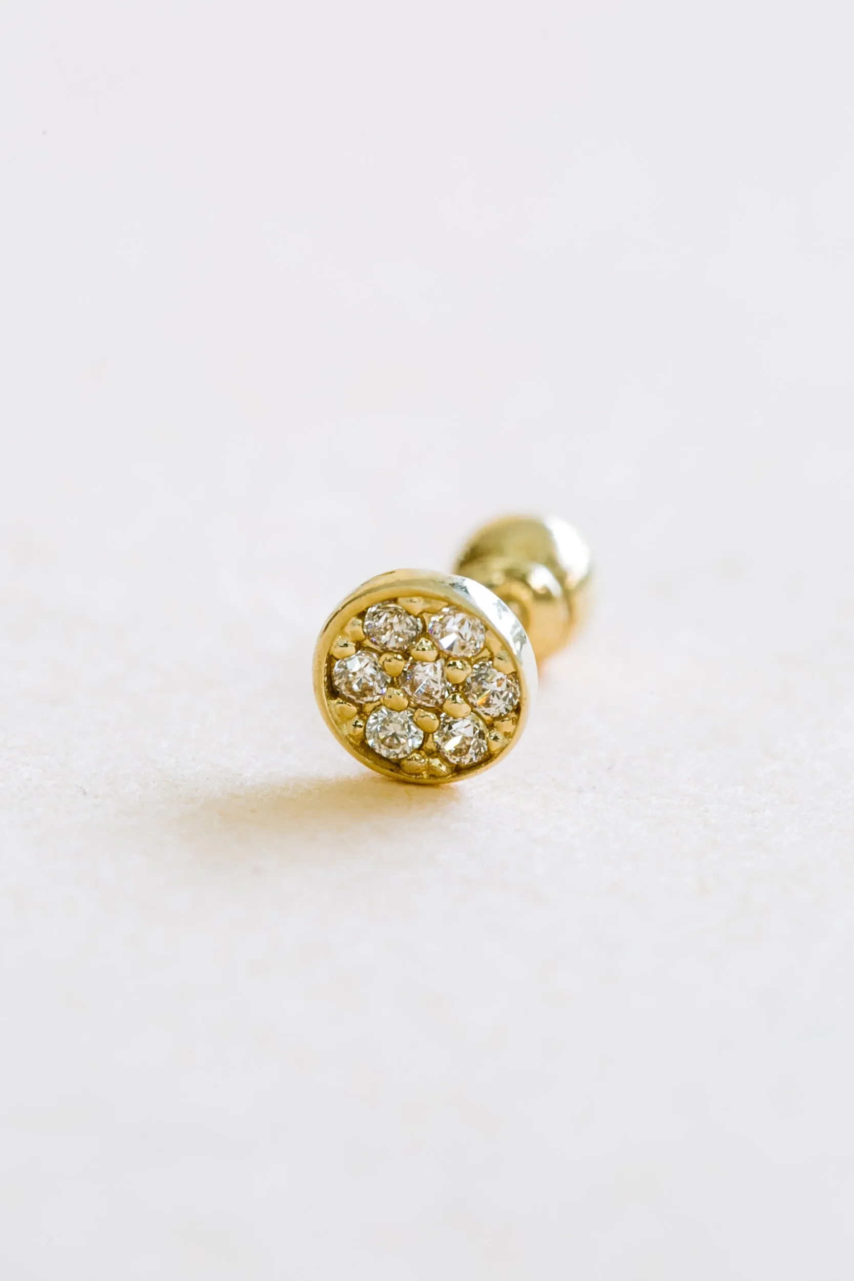 14k Gold Jewelry Round Flat Barbell Ear Stud Piercing