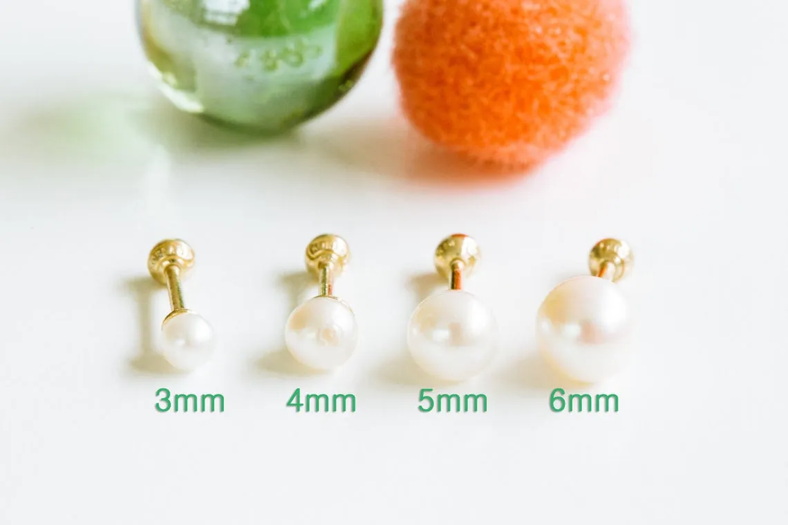 14k Gold Pearl Barbell Ear Stud Piercing