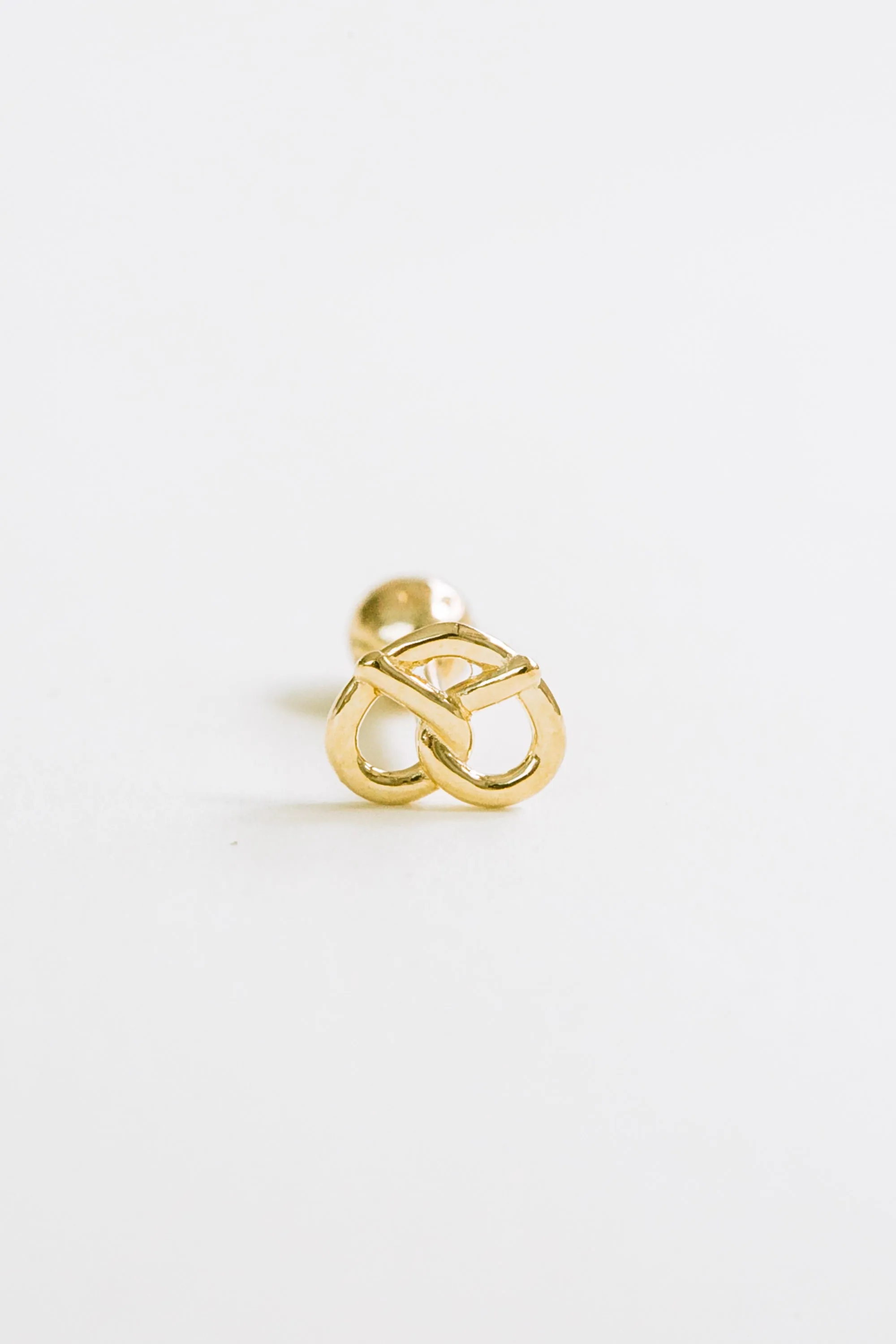 14k Gold Pretzel Barbell Ear Stud Piercing