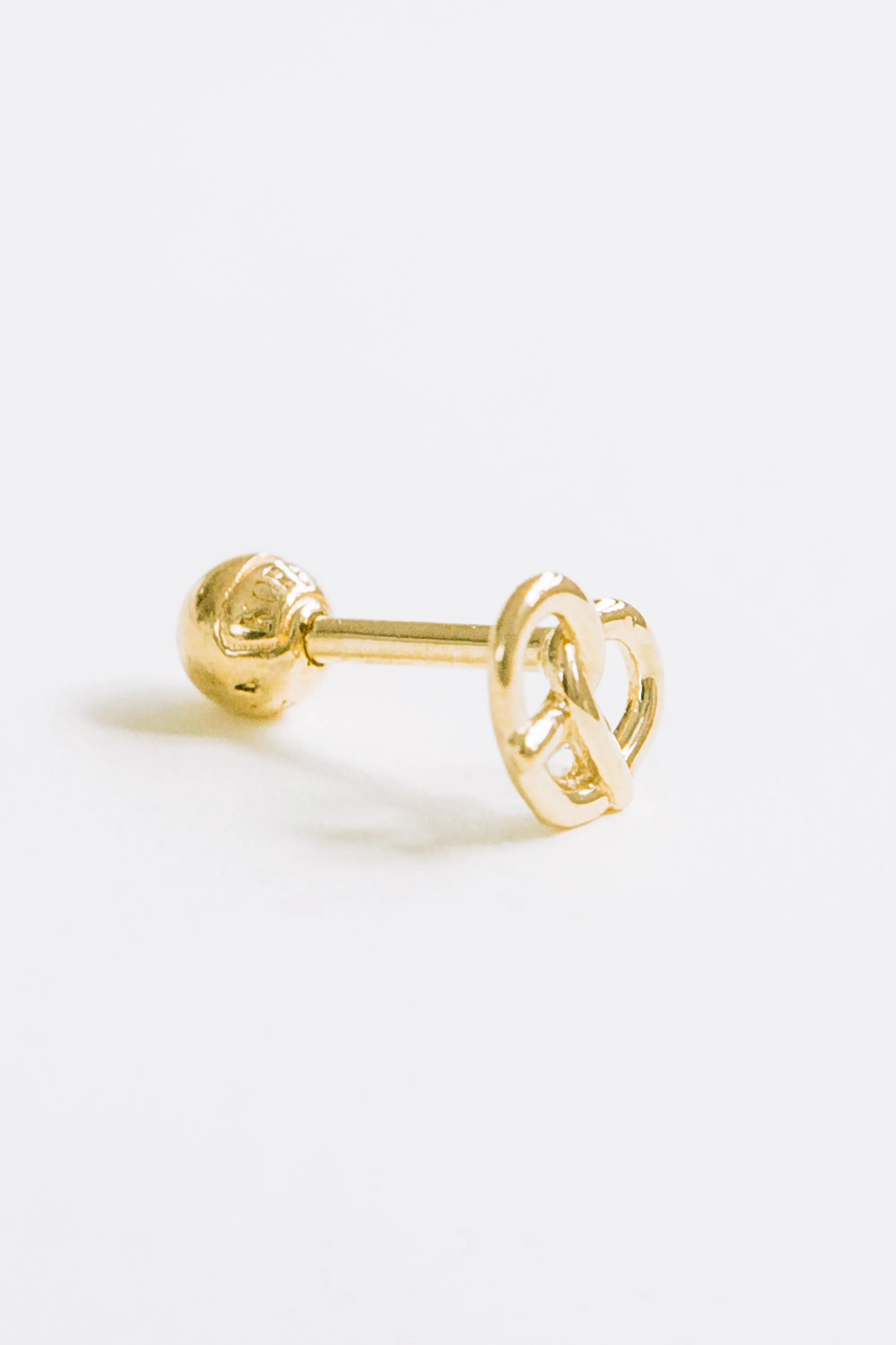 14k Gold Pretzel Barbell Ear Stud Piercing