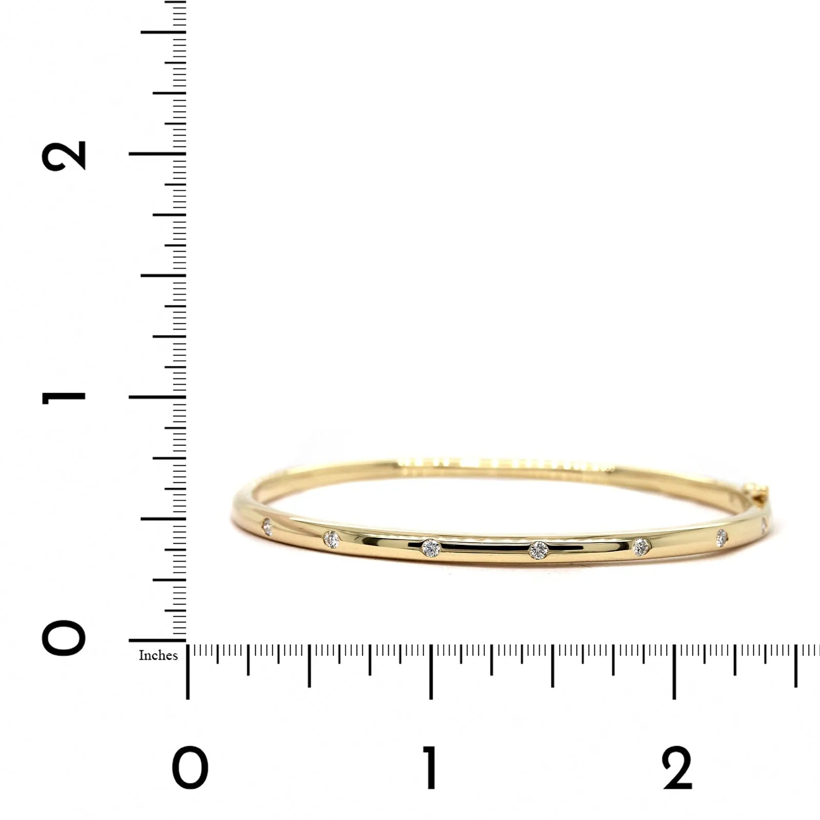 14K Yellow Gold Burnished Set Diamond Bangle