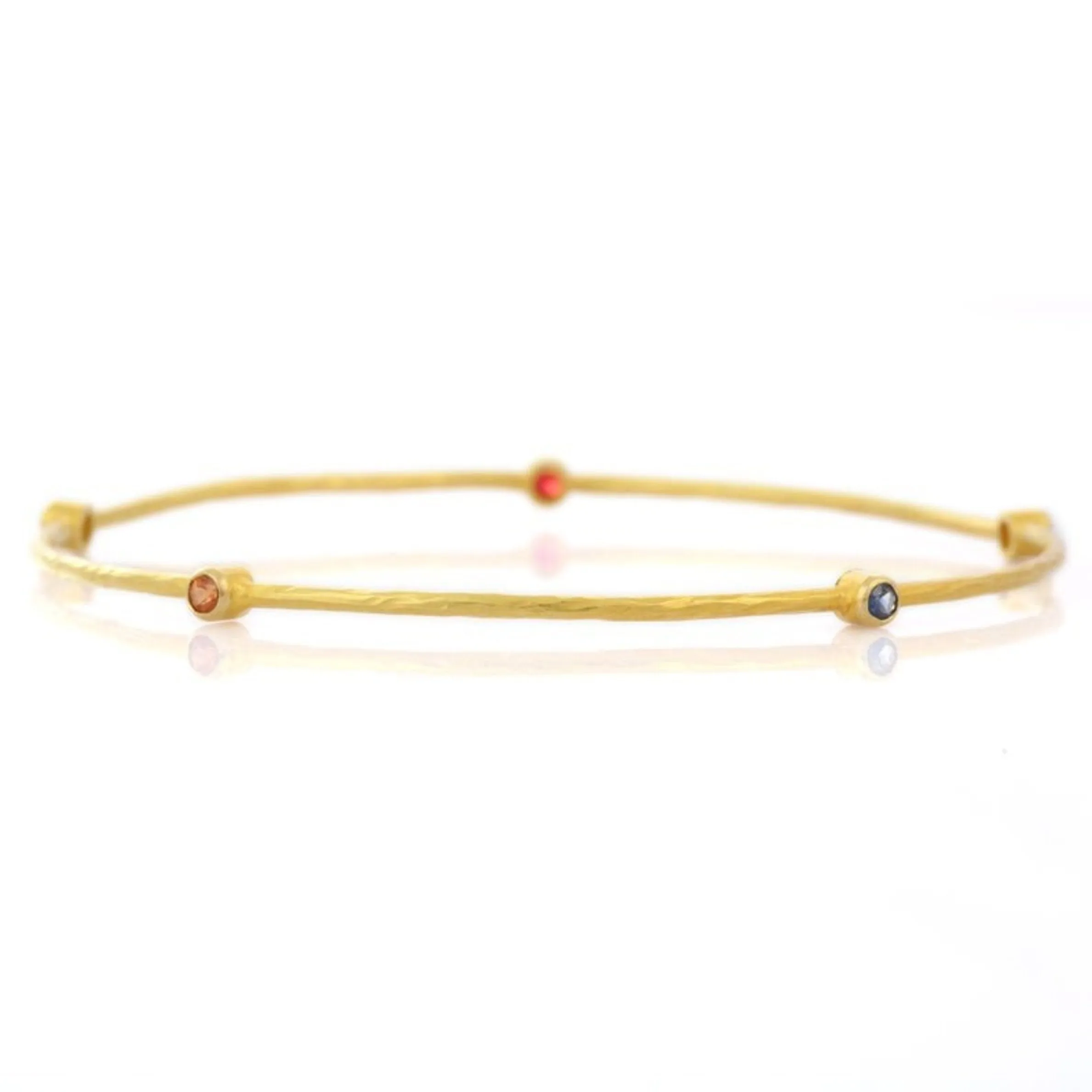 18K Yellow Gold with Multi Gemstone Bangle