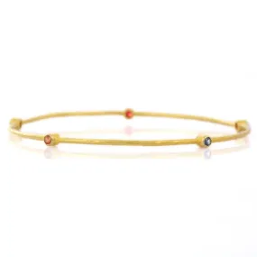 18K Yellow Gold with Multi Gemstone Bangle