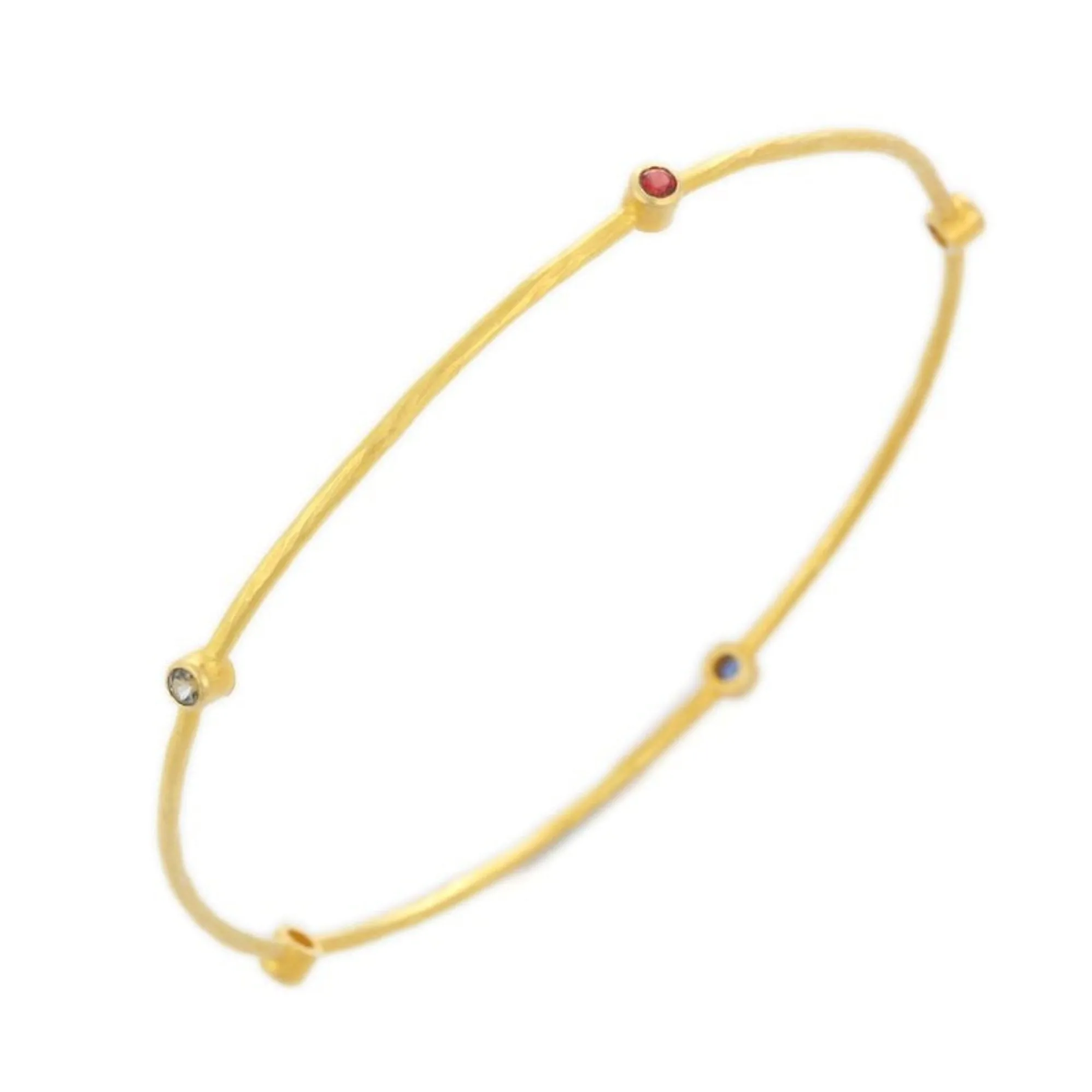 18K Yellow Gold with Multi Gemstone Bangle