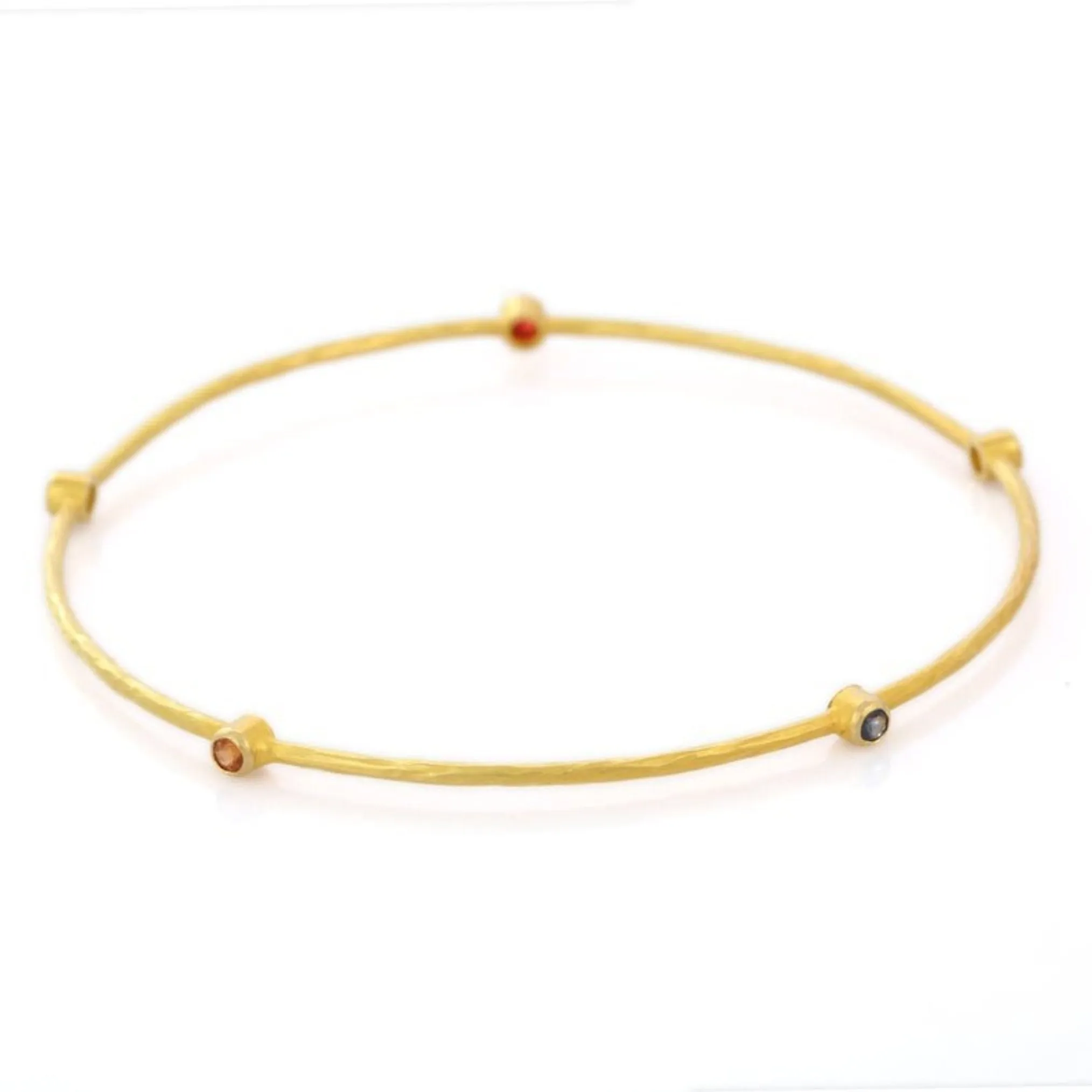 18K Yellow Gold with Multi Gemstone Bangle