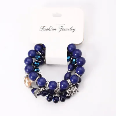 3Pcs/Set Bohemian Multilayer Trendy Wing Elephant Pulseira Feminina Beads Bracelets Handmade Women F