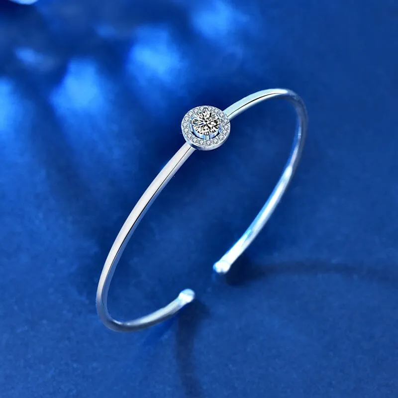 Adjustable Diamond Bangle Bracelet - 925 Sterling Silver