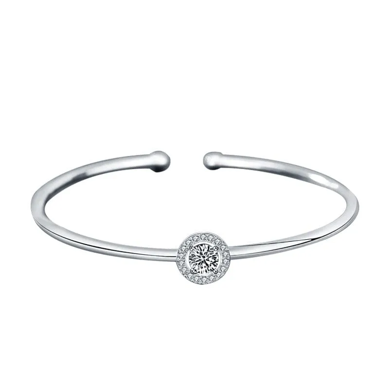 Adjustable Diamond Bangle Bracelet - 925 Sterling Silver