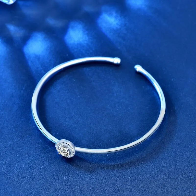 Adjustable Diamond Bangle Bracelet - 925 Sterling Silver