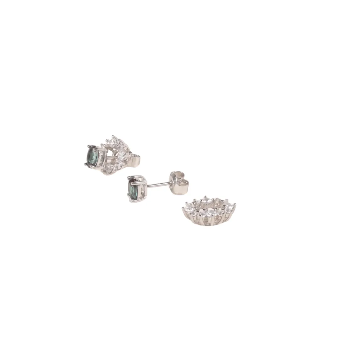 ALEXANDRITE OVAL CUT HALO STUDS   EAR JACKET