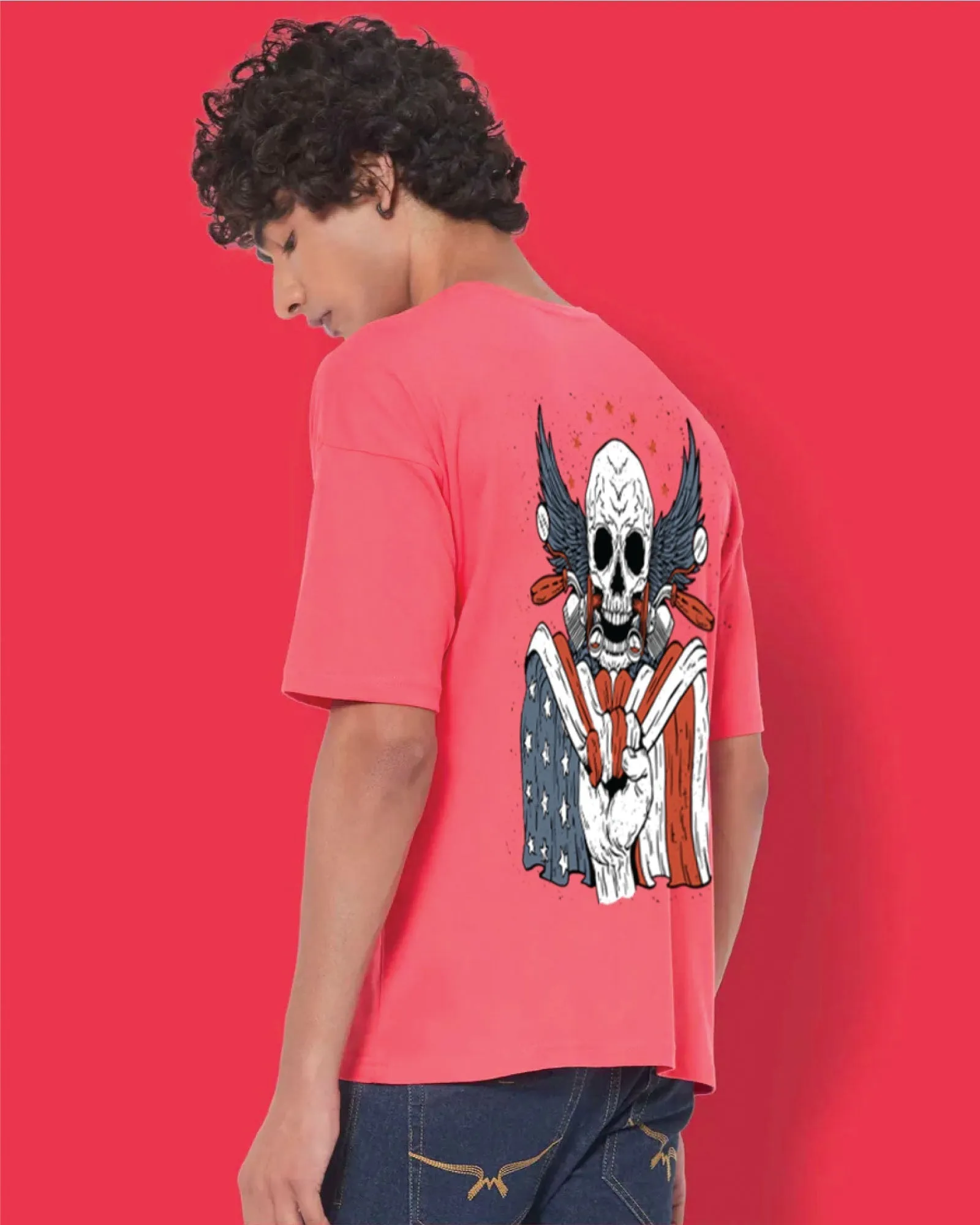 AmericanaBones Drop Shoulder Crew: Vermillion