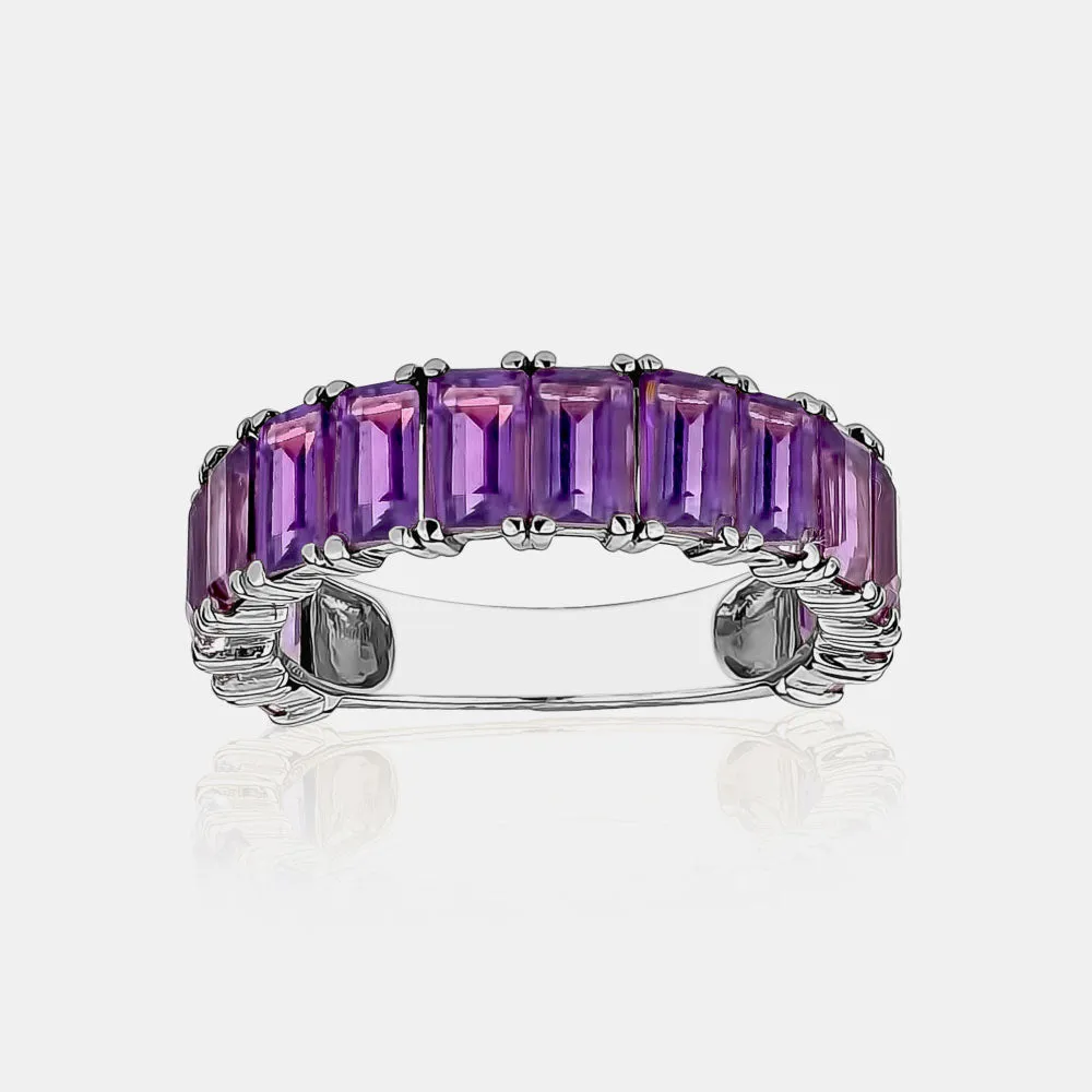 Amethyst Emerald Cut Eternity Ring