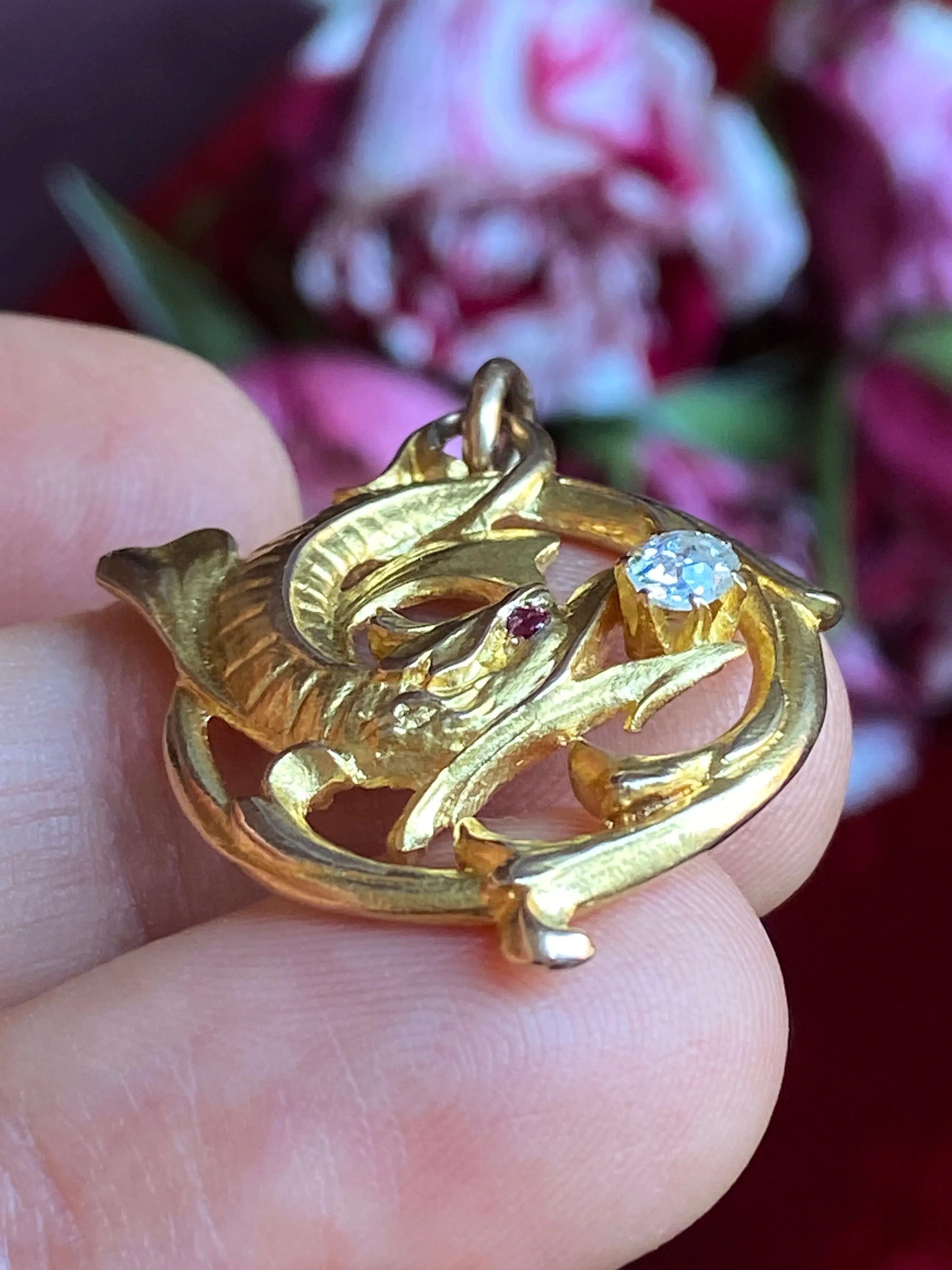 Antique Gold Wyvern Pendant