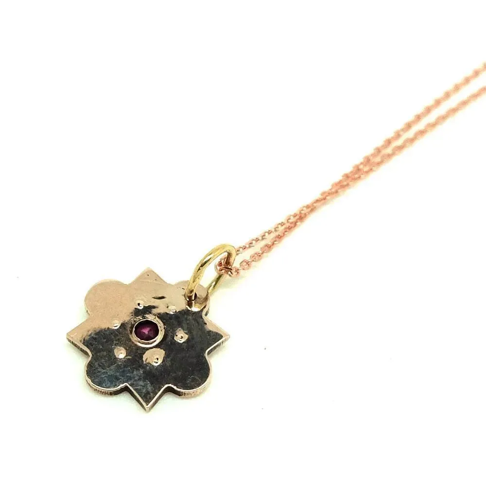 Antique Victorian Ruby & Seed Pearl 9ct Rose Gold Necklace