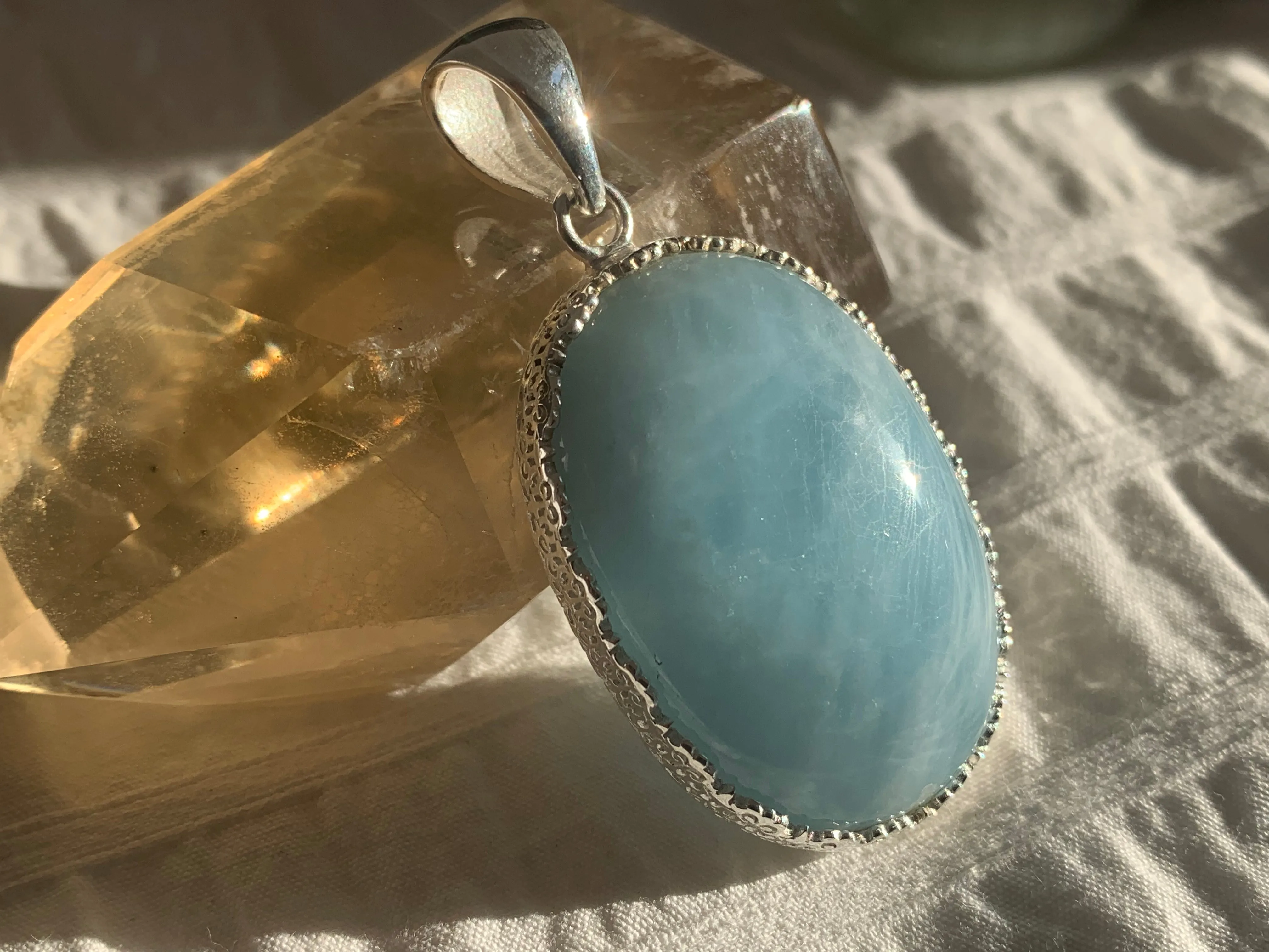 Aquamarine Lilith Pendant - Oval