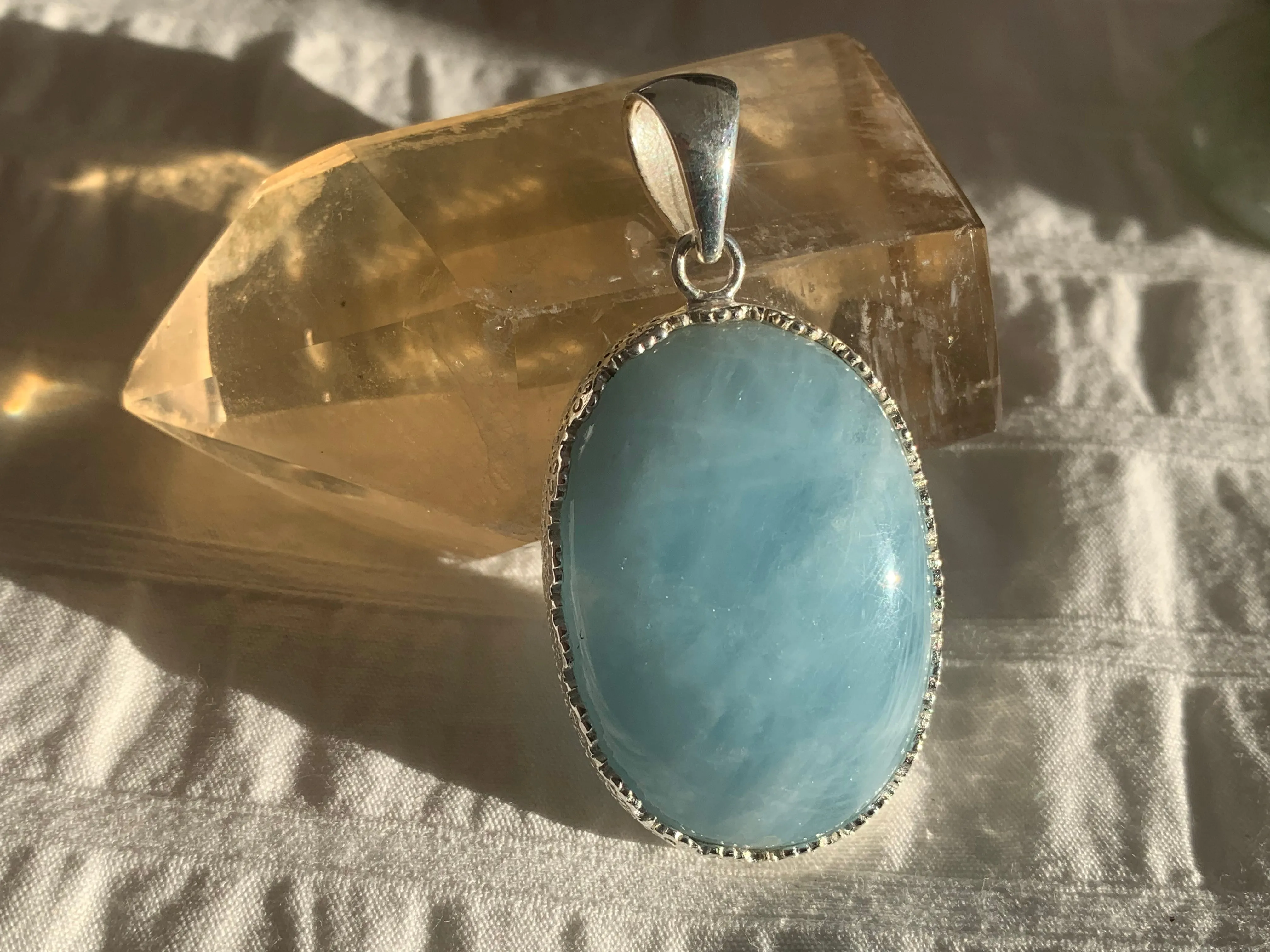 Aquamarine Lilith Pendant - Oval