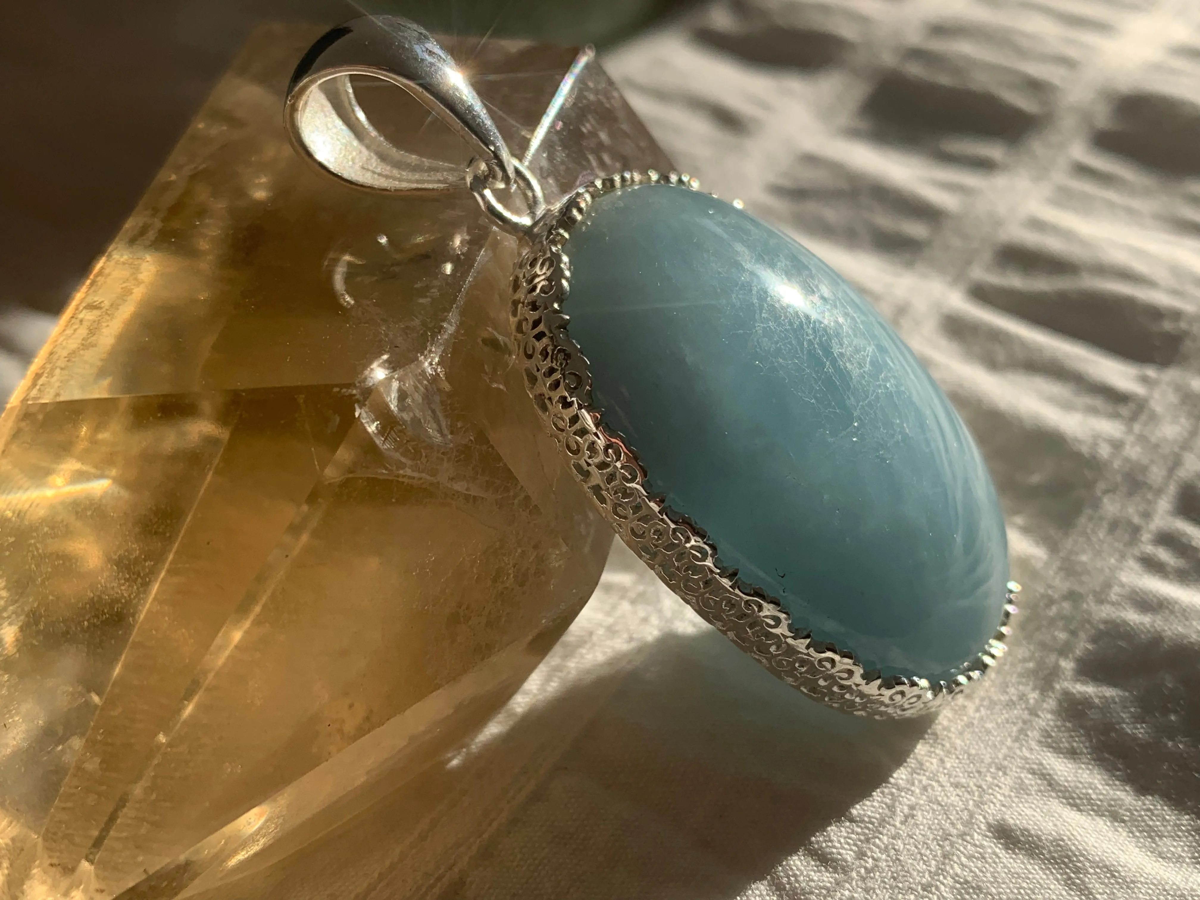 Aquamarine Lilith Pendant - Oval