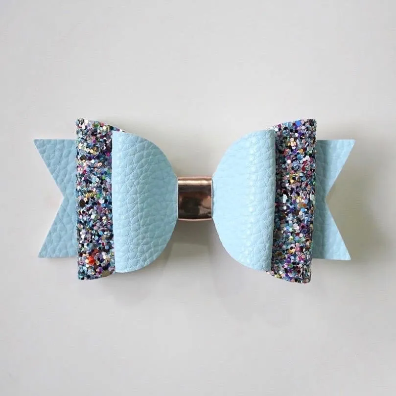 Big Glitter PU Leather Hair Clip/Barrette