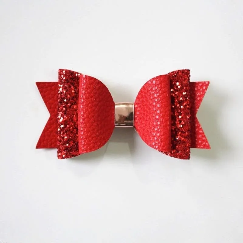 Big Glitter PU Leather Hair Clip/Barrette