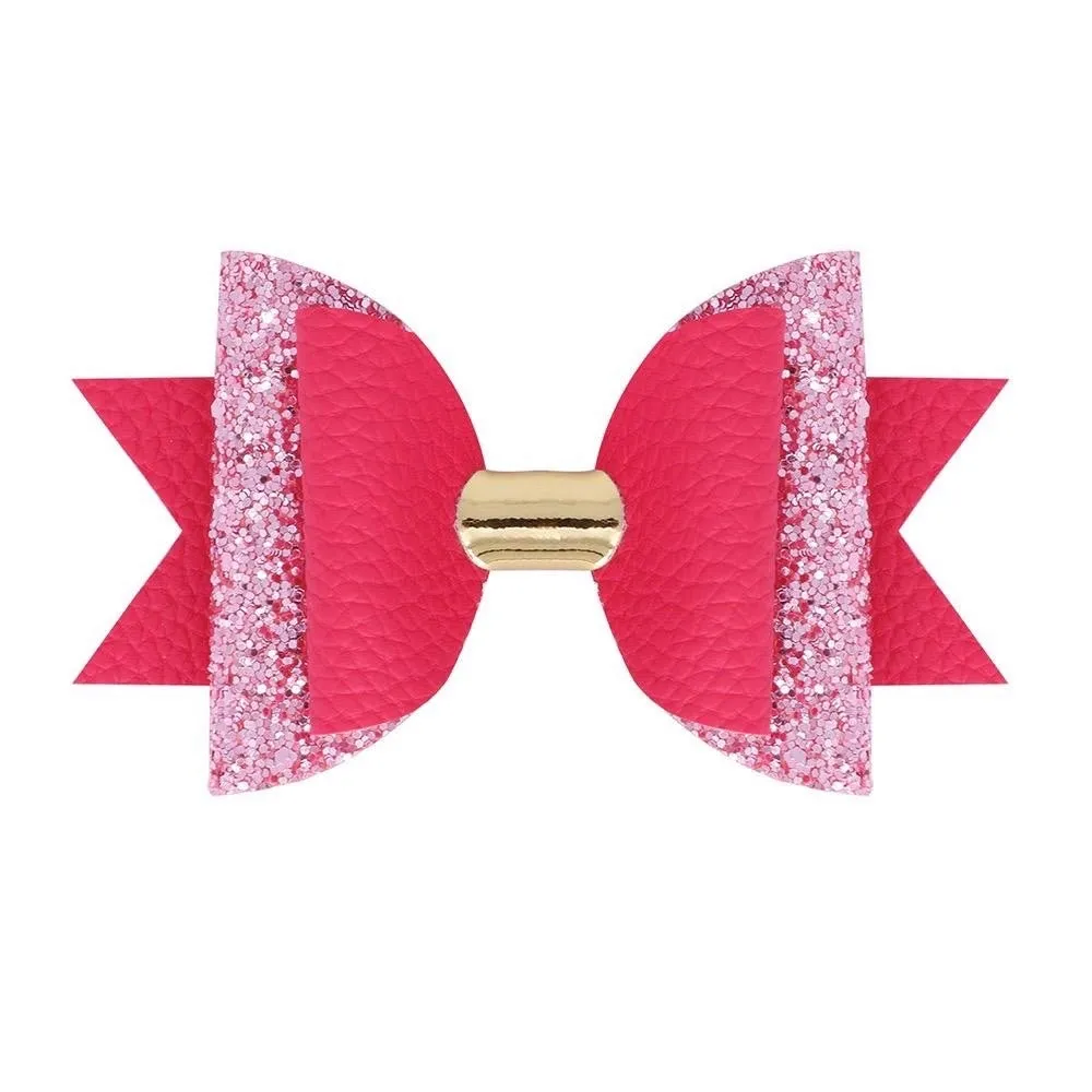 Big Glitter PU Leather Hair Clip/Barrette