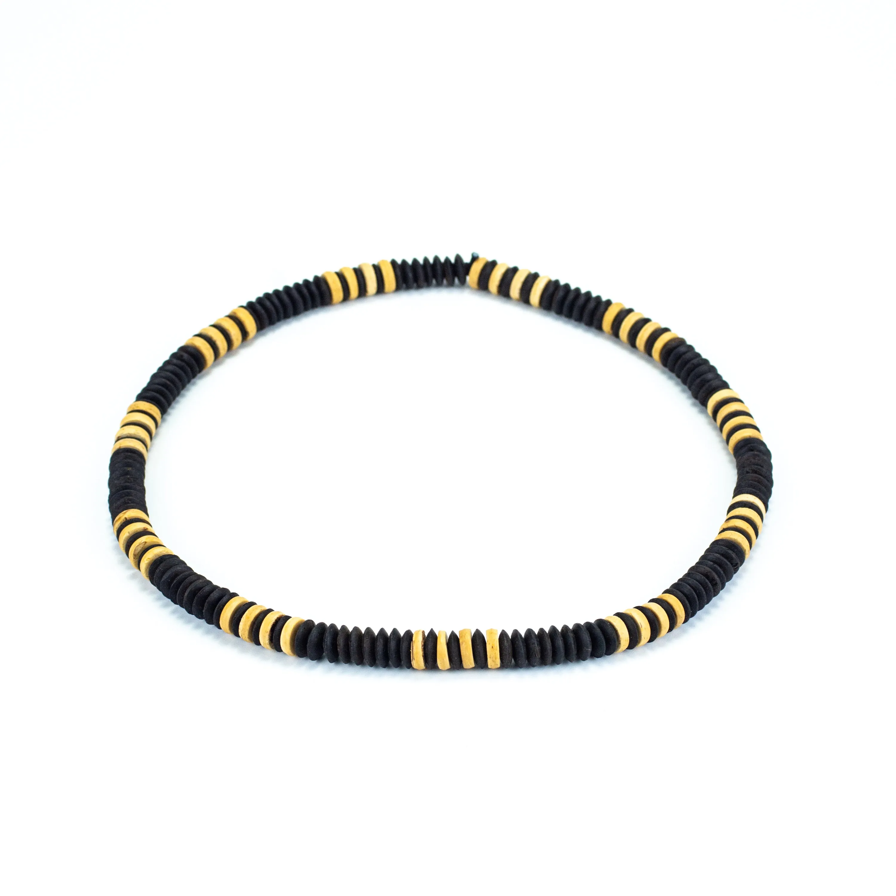 Black and Yellow Wooden Bead Necklace