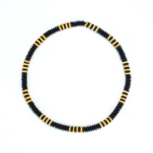 Black and Yellow Wooden Bead Necklace