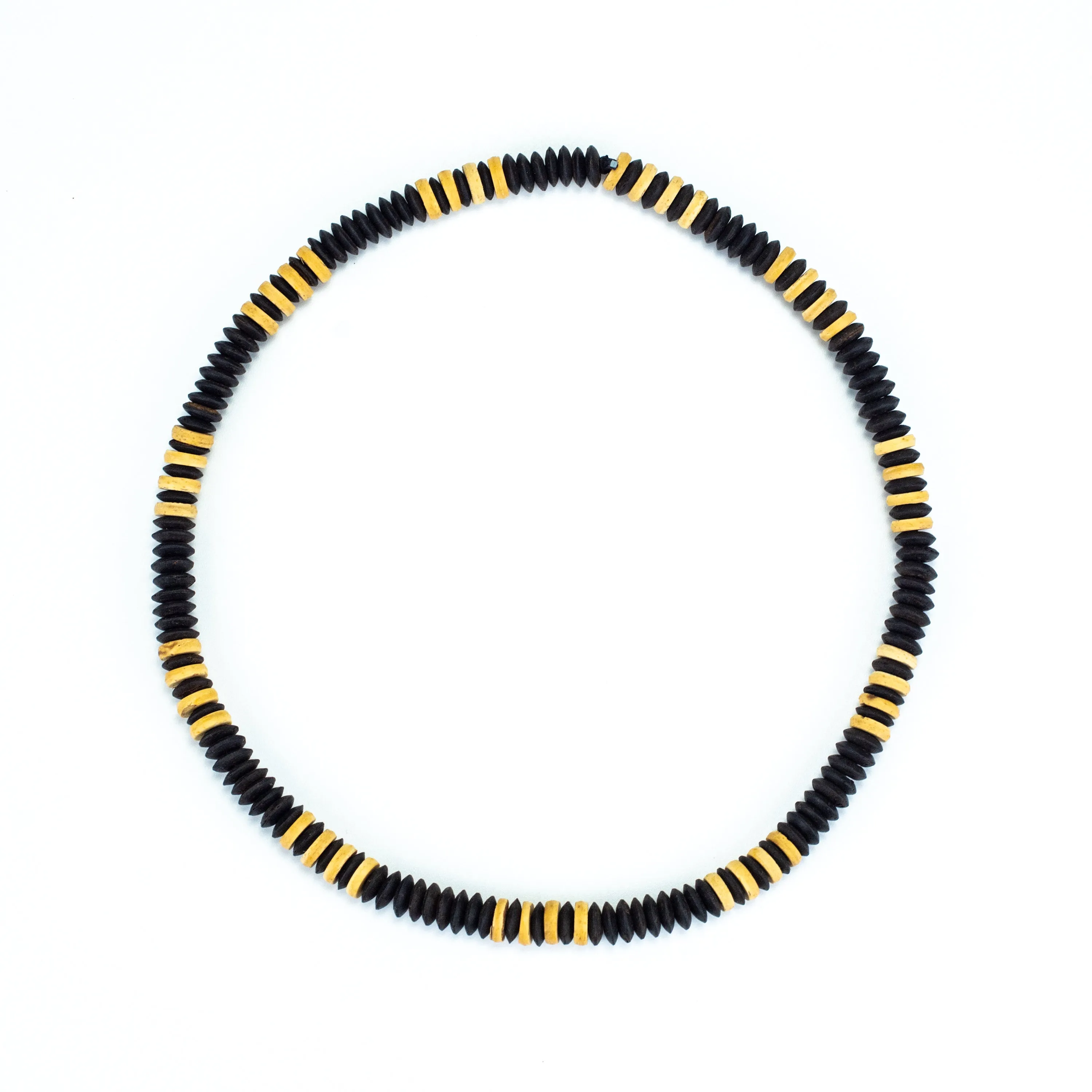 Black and Yellow Wooden Bead Necklace