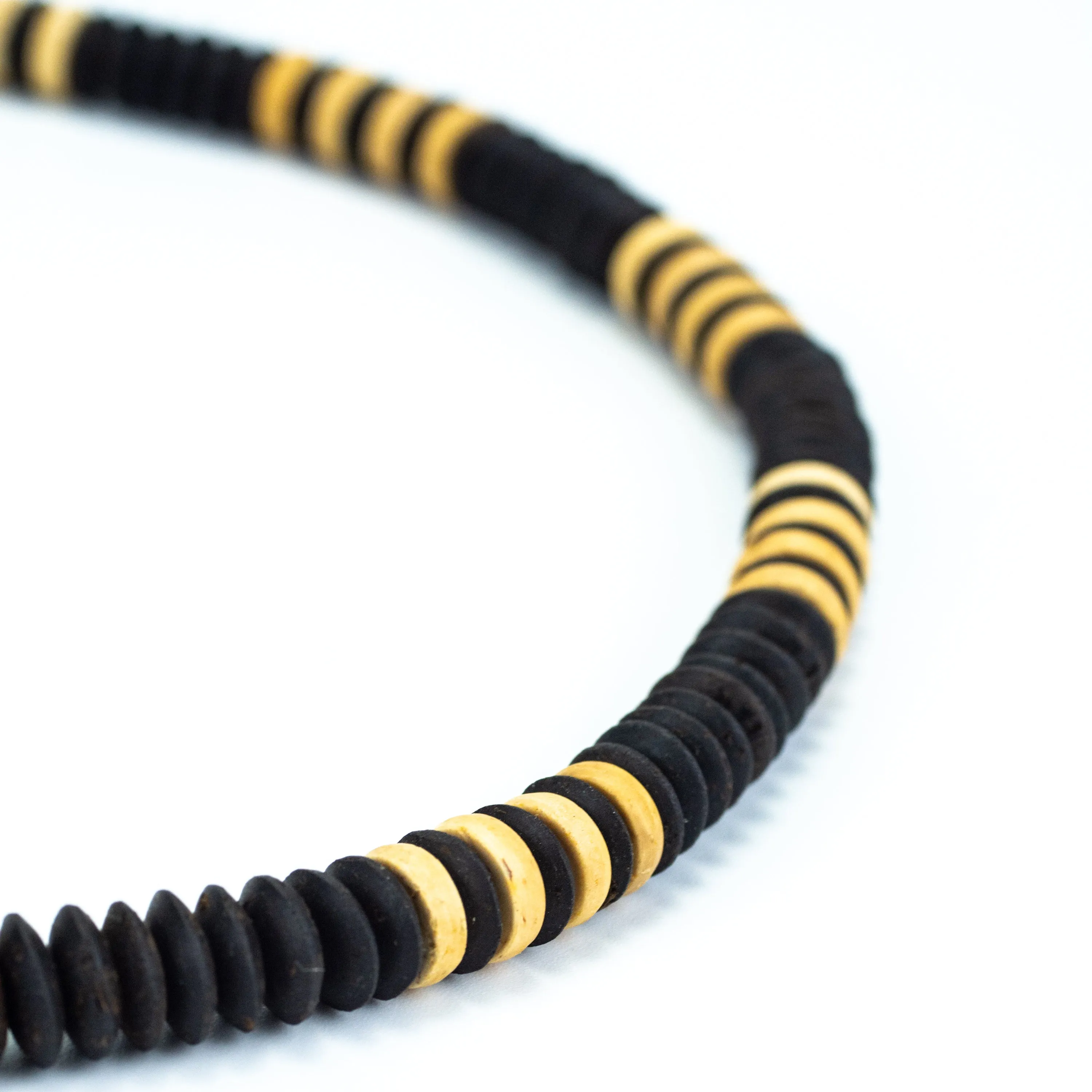 Black and Yellow Wooden Bead Necklace