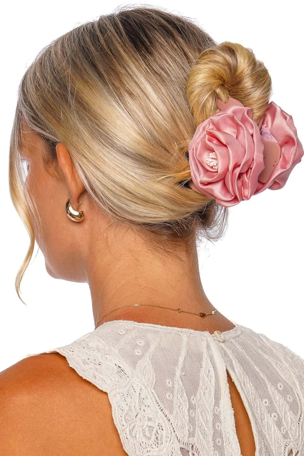 Blush Rose Silk Jaw Clip