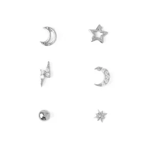 Celestial Stud 6 Pack Ear Party - Silver