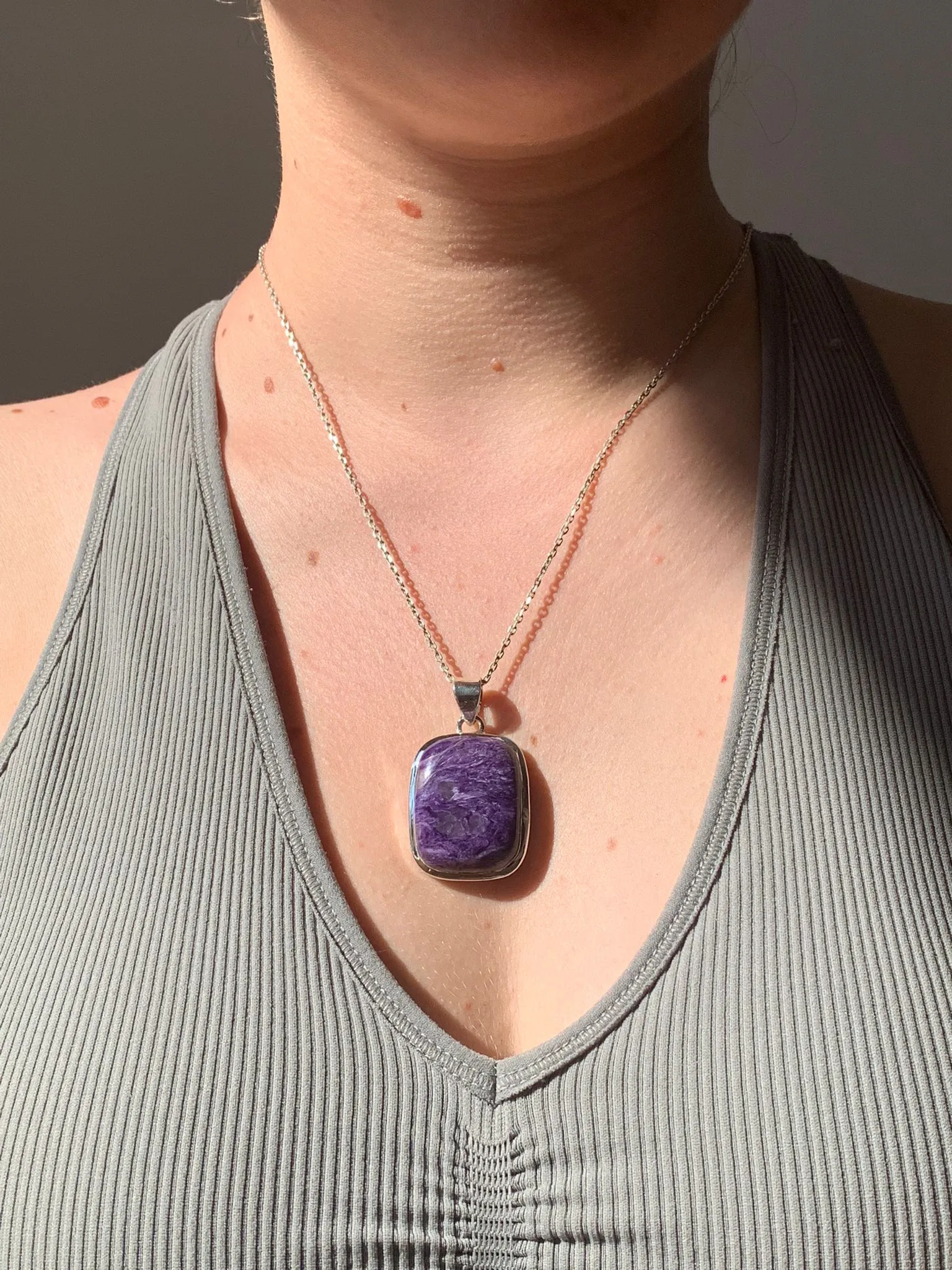 Charoite Naevia Pendant - Square