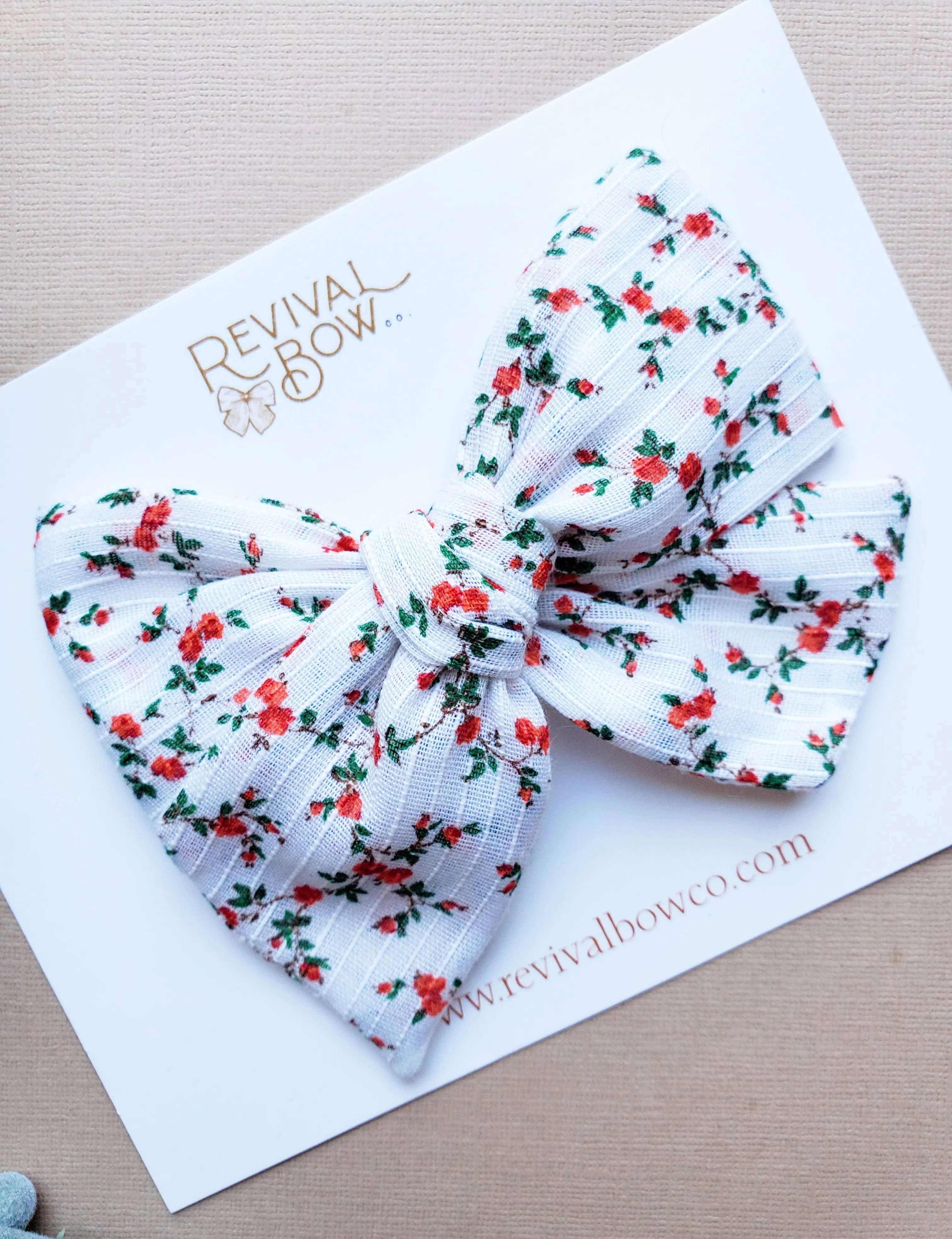 Christmas Bow on Clip in Festive Floral