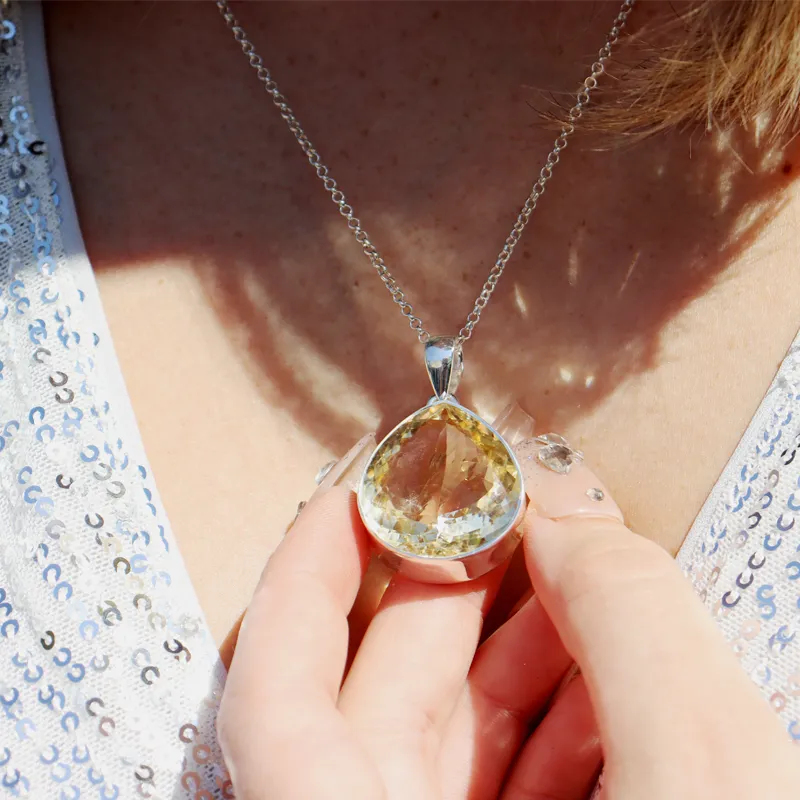 Citrine Teardrop Boho Pendant