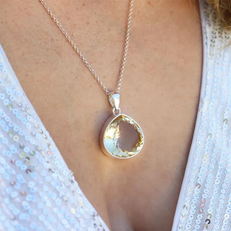 Citrine Teardrop Boho Pendant