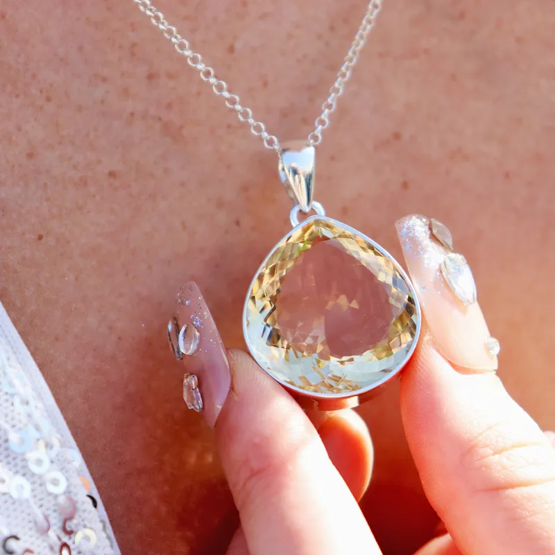 Citrine Teardrop Boho Pendant