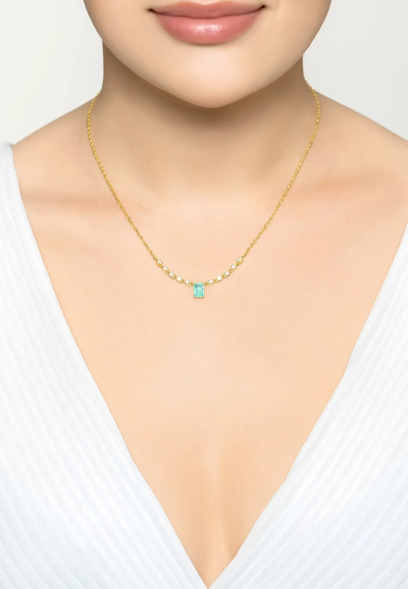 Claudia Gemstone Pendant Necklace Gold Paraiba Tourmaline