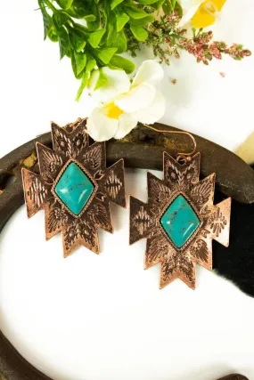 Copper aztec earrings