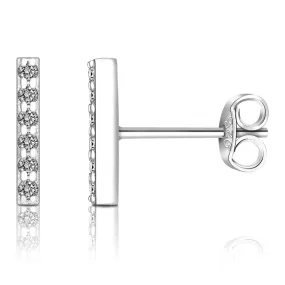 CZ Bar Earrings Silver Stud Earrings