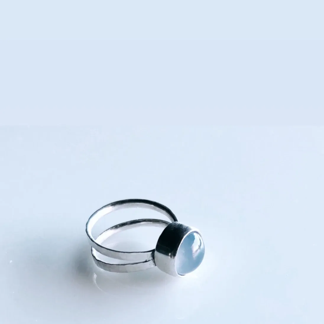 Double band blue chalcedony ring