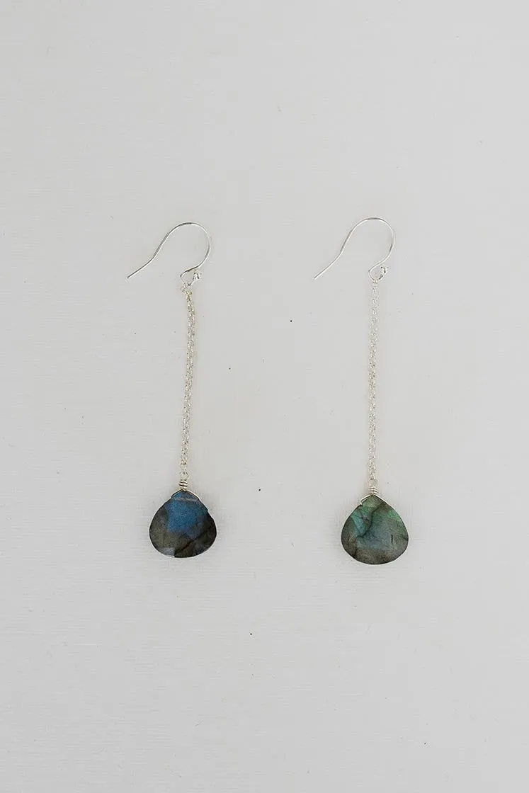 Drop Chain Earrings - Labradorite