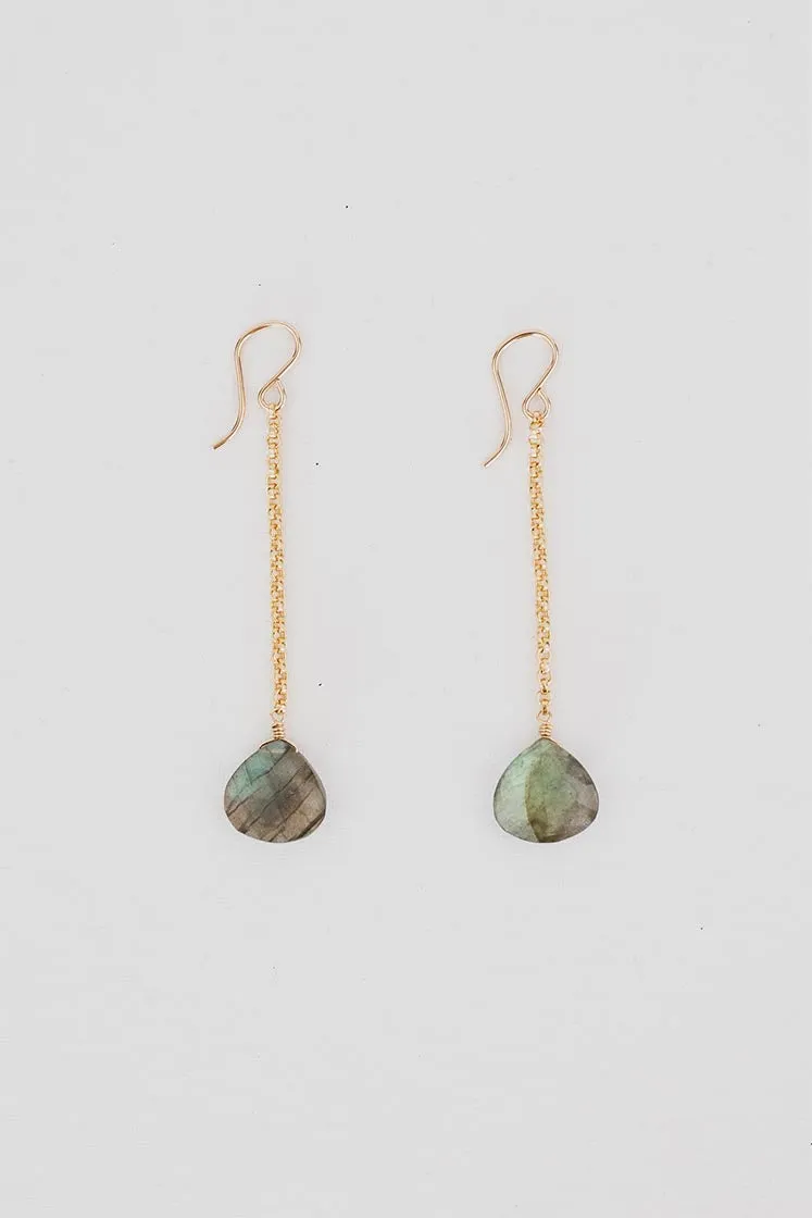 Drop Chain Earrings - Labradorite