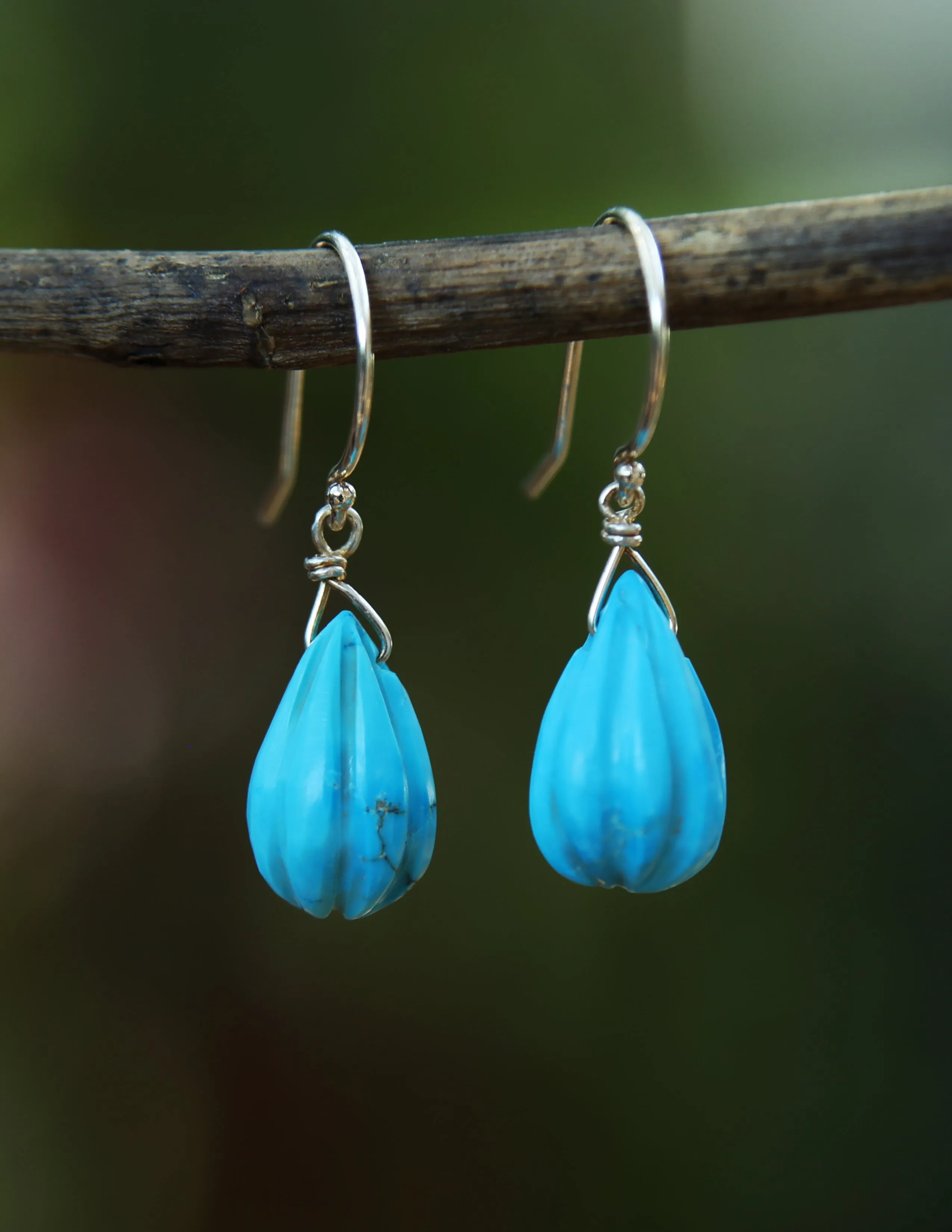 Drop Ear Wires:  Turquoise and Silver