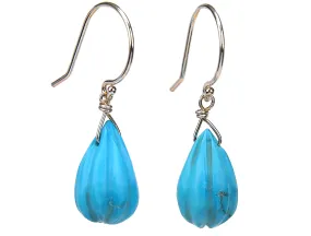 Drop Ear Wires:  Turquoise and Silver