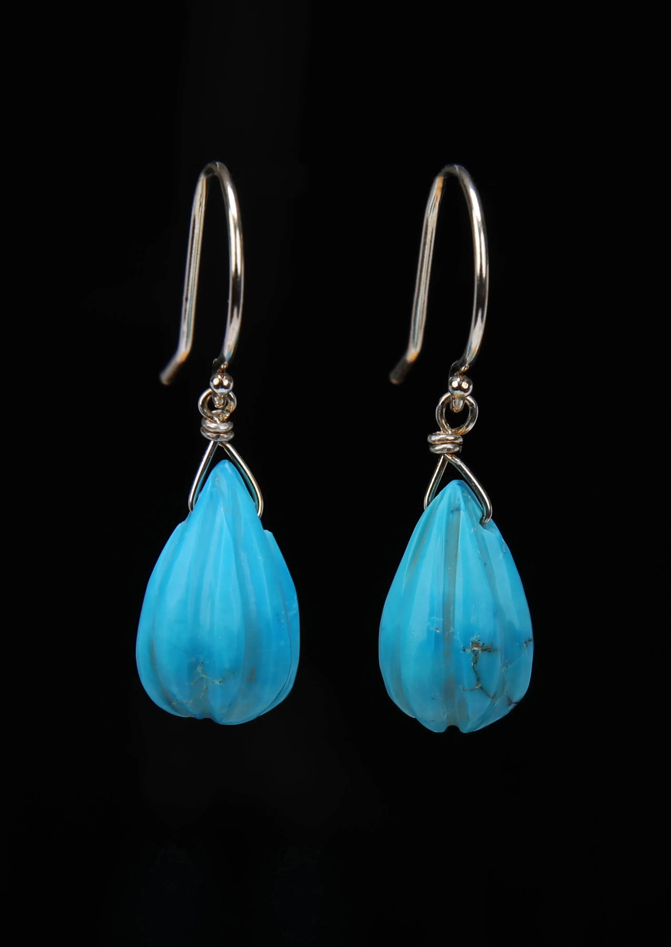 Drop Ear Wires:  Turquoise and Silver